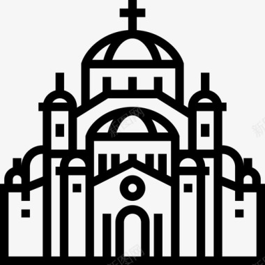 圣萨瓦大教堂地标3直线形图标图标