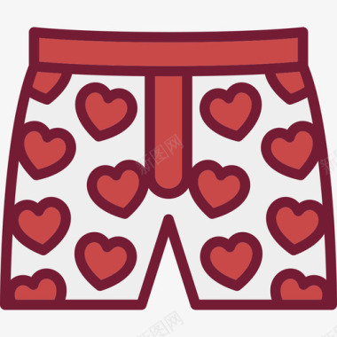 平角裤线性颜色情人节套装浅圆形图标图标