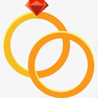 结婚戒指婚礼3扁平图标图标