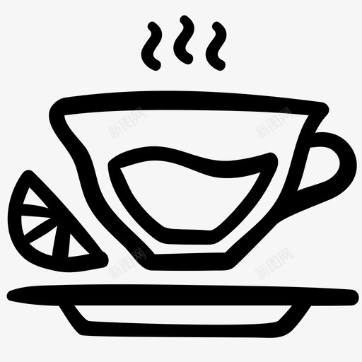 柠檬茶饮料橘子图标svg_新图网 https://ixintu.com 咖啡轮廓涂鸦 柠檬茶 橘子 饮料