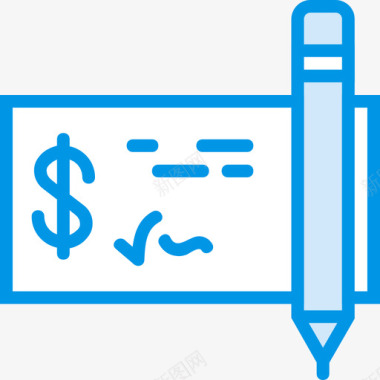 支票商业和市场部蓝色图标图标