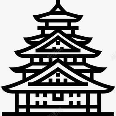 大阪城堡地标3直线形图标图标