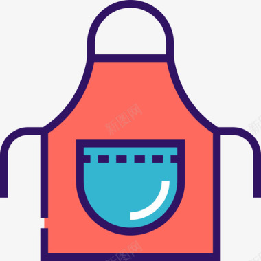 围裙厨房6线性颜色图标图标