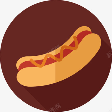 热狗圆形彩色食品平板图标图标