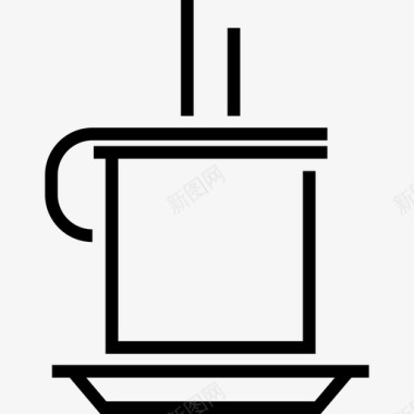 茶杯咖啡店元素线性图标图标