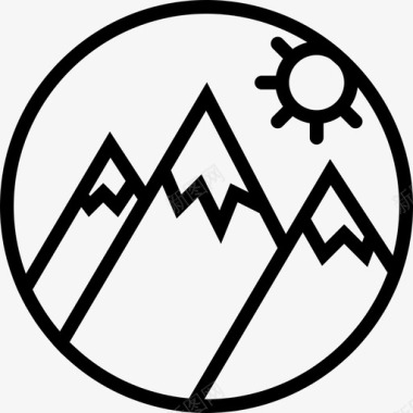 山脉旅游收藏线性图标图标