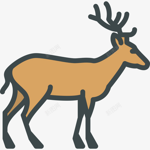 鹿森林动物3线形颜色图标svg_新图网 https://ixintu.com 森林动物3 线形颜色 鹿
