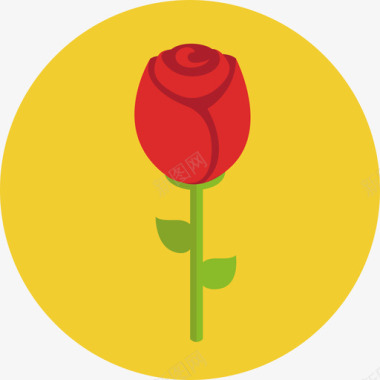 玫瑰情人节圆扁图标图标