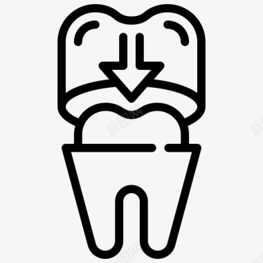 牙冠牙牙元素线图标图标