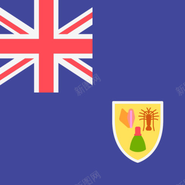 特克斯和凯科斯群岛国际旗帜4方形图标图标