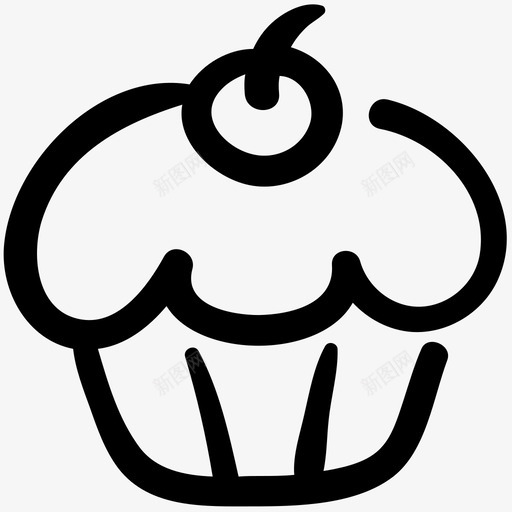 纸杯蛋糕咖啡馆甜点图标svg_新图网 https://ixintu.com 咖啡馆 甜点 纸杯蛋糕 美味 食物轮廓涂鸦