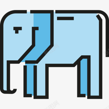 大象动物2线性颜色图标图标