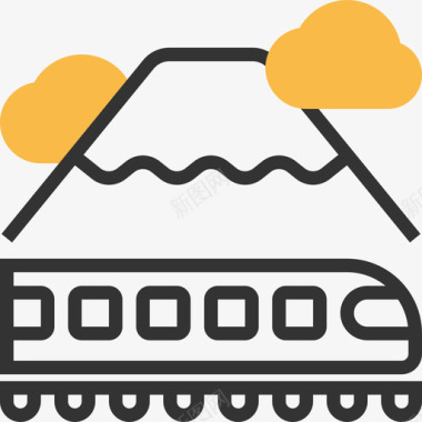 火车旅游黄影图标图标