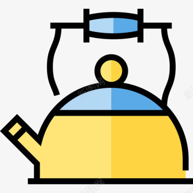水壶咖啡店元素2线性颜色图标图标