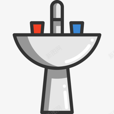 水槽家具线性颜色图标图标