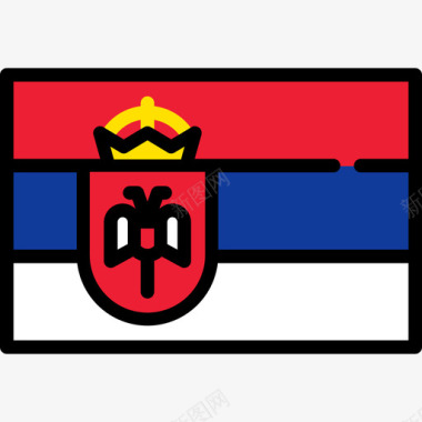 塞尔维亚国旗收藏长方形图标图标