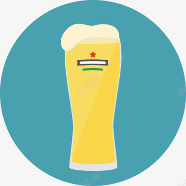 啤酒派对偶像圆形平面图标图标