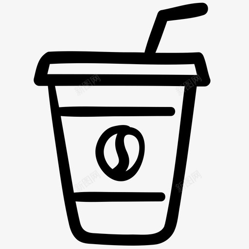 冰咖啡咖啡饮料图标svg_新图网 https://ixintu.com 冰咖啡 咖啡 咖啡轮廓涂鸦 法式出版社 饮料