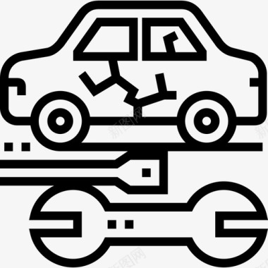 汽车修理汽车服务直线图标图标