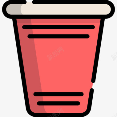 塑料杯酒吧和酒吧3线性颜色图标图标