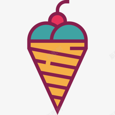 冰淇淋生日派对8线性颜色图标图标
