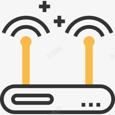 Wifi网络2黄色阴影图标图标