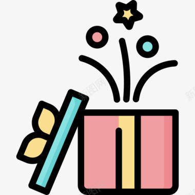 礼品盒生日2线性颜色图标图标