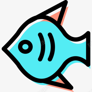 鱼饮料和食物资产颜色图标图标