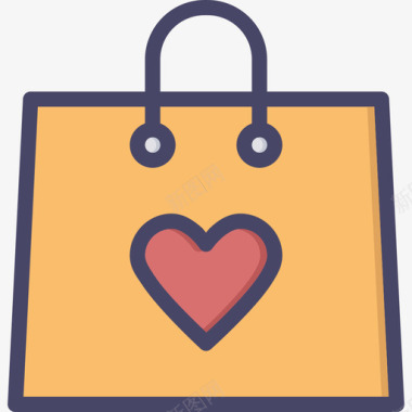 购物袋情人节2线性颜色图标图标