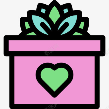 结婚礼物线性颜色爱情套装图标图标