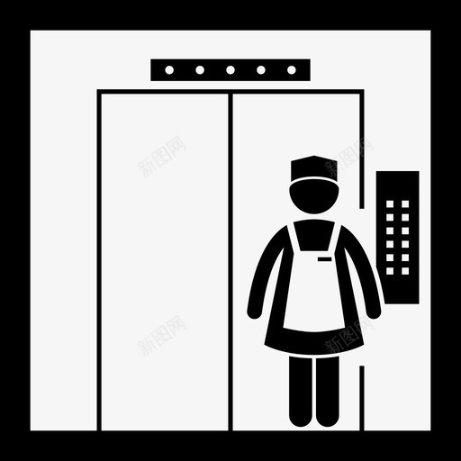 电梯里的女佣女孩看门人图标svg_新图网 https://ixintu.com 女人 女孩 工人 电梯 电梯里的女佣 看门人