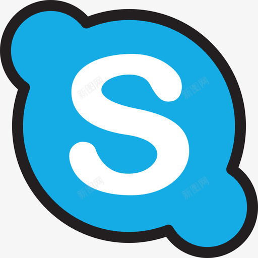 Skype社交媒体图标徽标线性颜色svg_新图网 https://ixintu.com Skype 社交媒体图标徽标 线性颜色