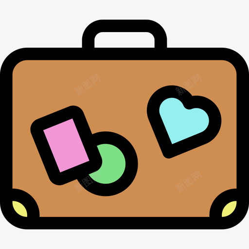 旅行箱线性彩色爱情套装图标svg_新图网 https://ixintu.com 旅行箱 线性彩色爱情套装