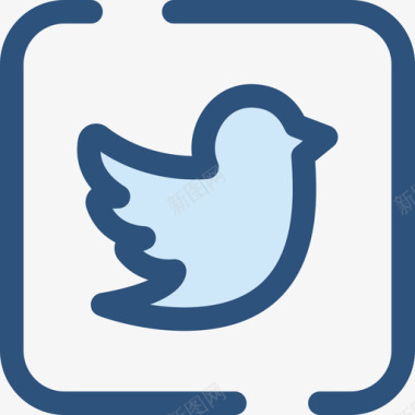 Twitter社交网络2蓝色图标图标