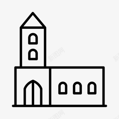教堂建筑物城市图标图标