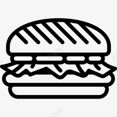 汉堡包餐厅要素2线性图标图标