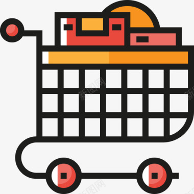 购物车电子商务图标元素线性颜色图标