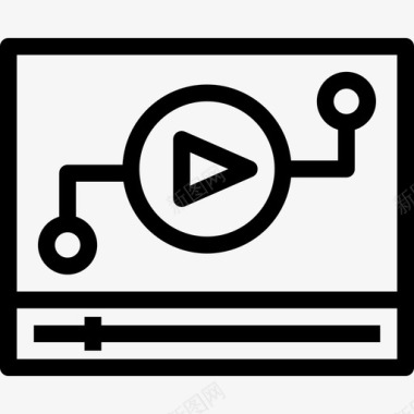 视频播放器初创企业和新业务集线性图标图标