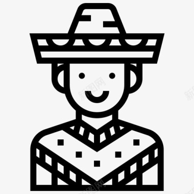 墨西哥男孩服装图标图标