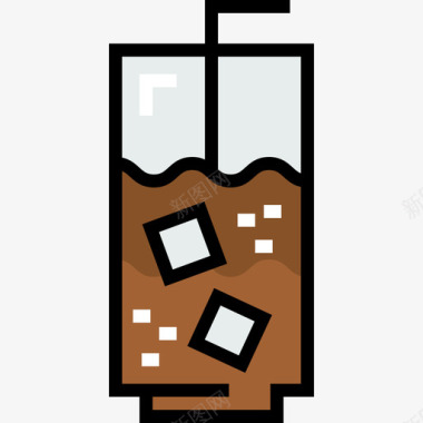 冰咖啡咖啡店11线性颜色图标图标