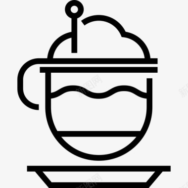 摩卡咖啡店元素直线型图标图标