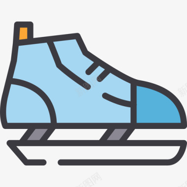 滑冰运动9线性颜色图标图标