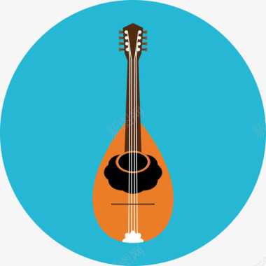 曼陀林音乐娱乐圆形平面图标图标