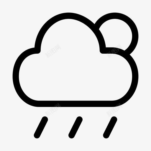 多云天气预报下雨图标svg_新图网 https://ixintu.com 下雨 多云 天气 天气预报