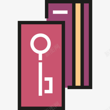门钥匙酒店2线性颜色图标图标