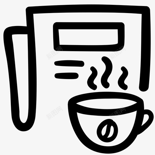 咖啡新闻饮料报纸图标svg_新图网 https://ixintu.com 咖啡新闻 咖啡概要涂鸦 报纸 时间 饮料