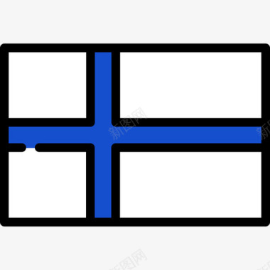 芬兰旗帜系列长方形图标图标