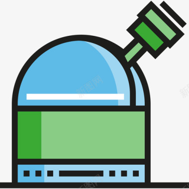 望远镜科学线性颜色图标图标