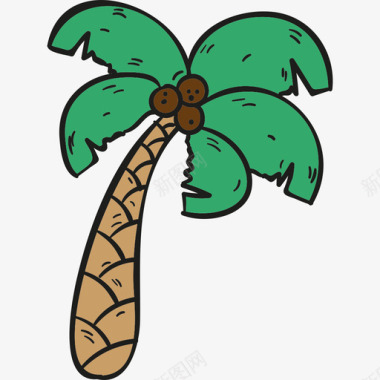 棕榈树夏季假期颜色图标图标