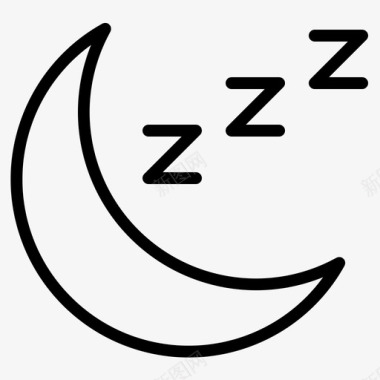 月亮睡眠床卧室图标图标